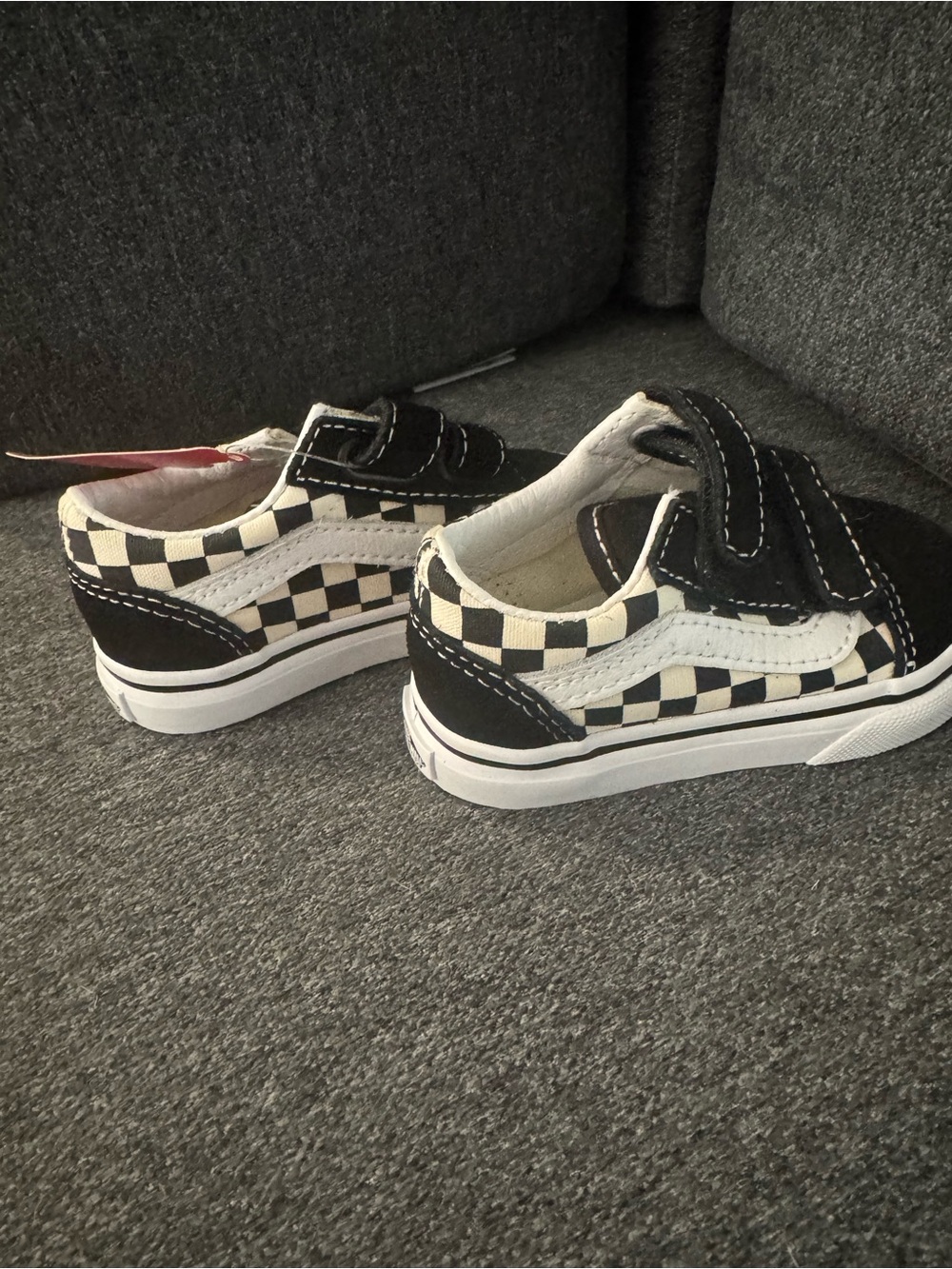 Vans Kids Checkerboard Velcro Sneakers - Black & White - Picture 2 of 6